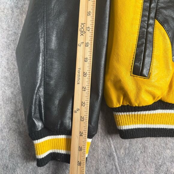 Pittsburgh Steelers Men’s Leather Letterman Bomber Jacket NFL Logo Size Medium - Picture 8 of 9